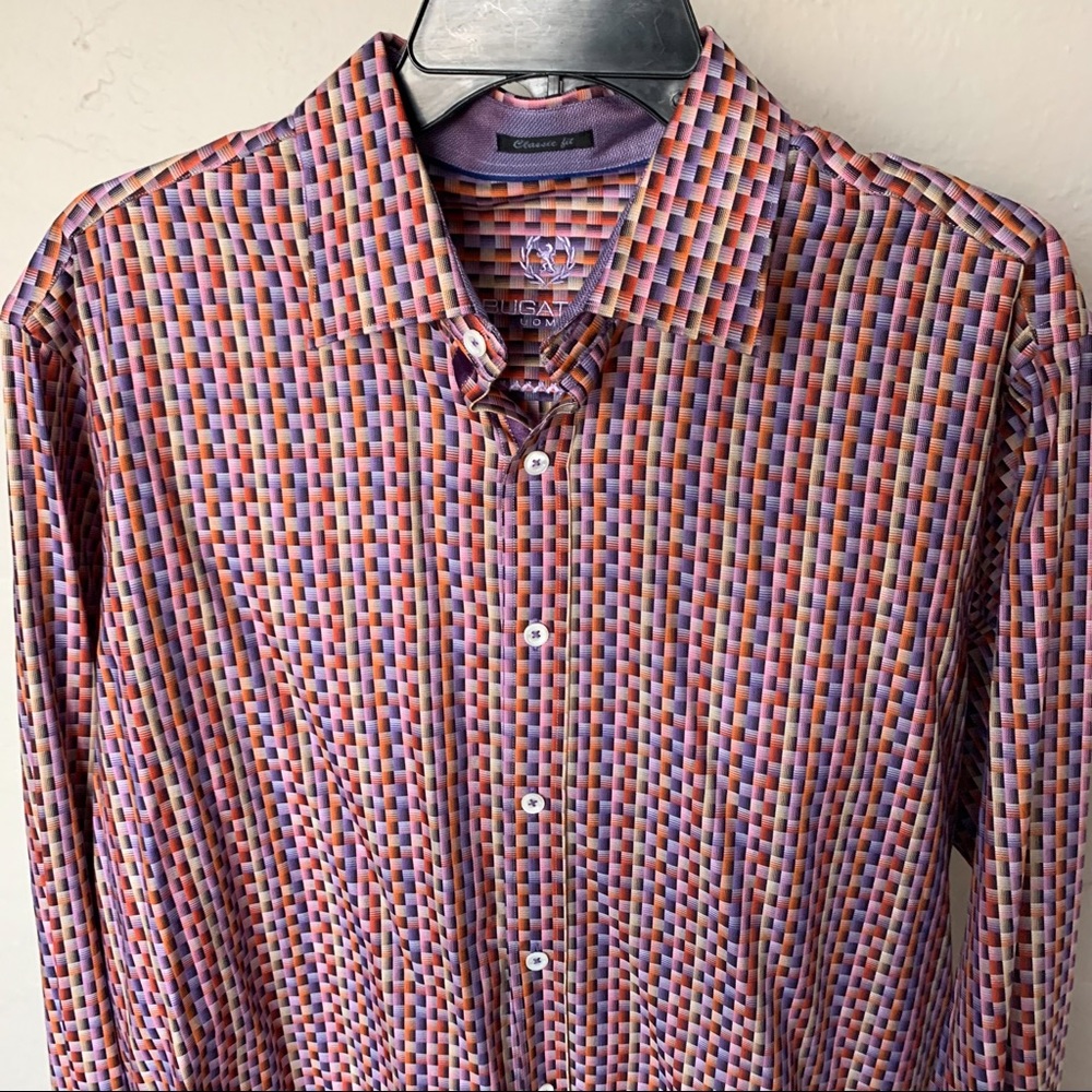 BUGATCHI Long Sleeve Button Down Dress Shirt